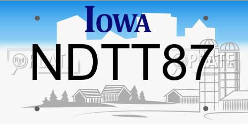 NDTT87 Iowa License Plate