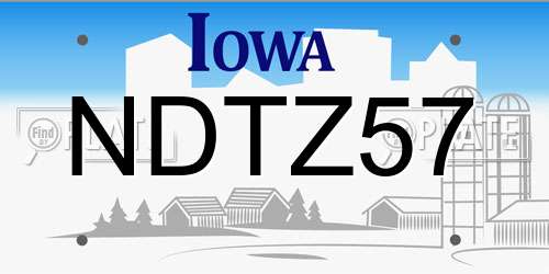 NDTZ57 Iowa License Plate