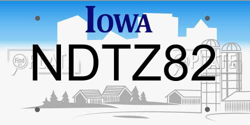 NDTZ82 Iowa License Plate