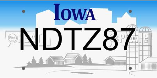 NDTZ87 Iowa License Plate