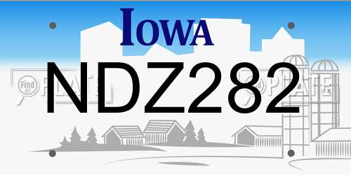 NDZ282 Iowa License Plate