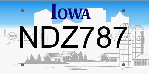 NDZ787 Iowa License Plate