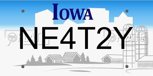 NE4T2Y Iowa License Plate
