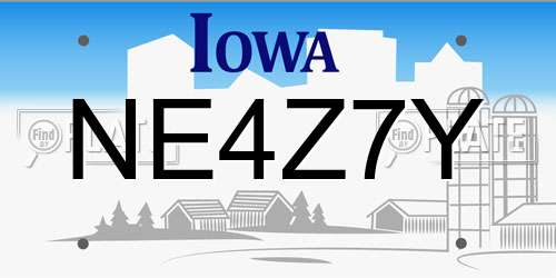 NE4Z7Y Iowa License Plate