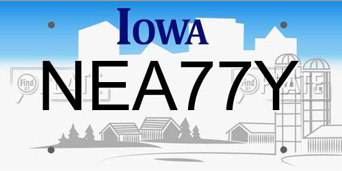 NEA77Y Iowa License Plate