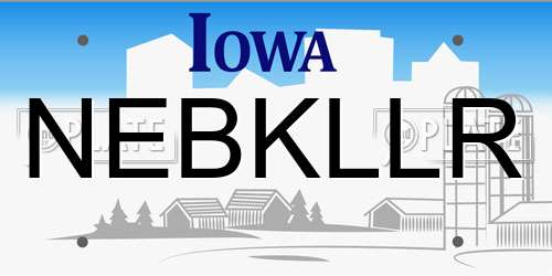 NEBKLLR Iowa License Plate