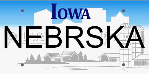 NEBRSKA Iowa License Plate