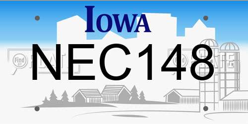 NEC148 Iowa License Plate