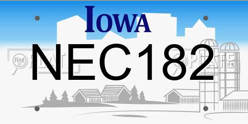 NEC182 Iowa License Plate