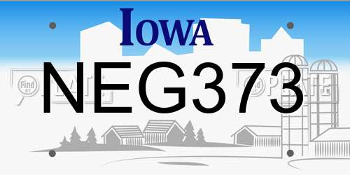 NEG373 Iowa License Plate