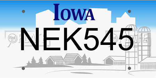 NEK545 Iowa License Plate