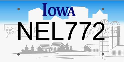 NEL772 Iowa License Plate