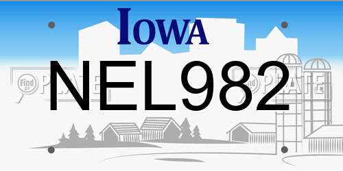 NEL982 Iowa License Plate
