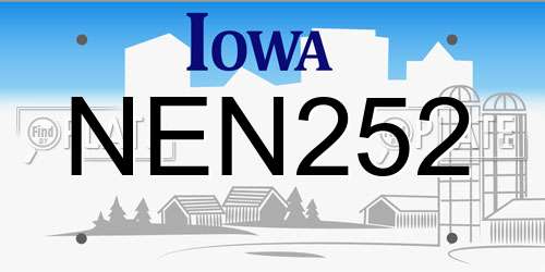 NEN252 Iowa License Plate