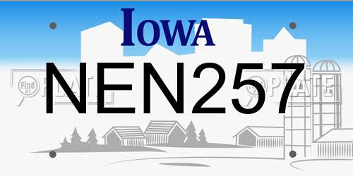 NEN257 Iowa License Plate