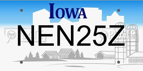 NEN25Z Iowa License Plate