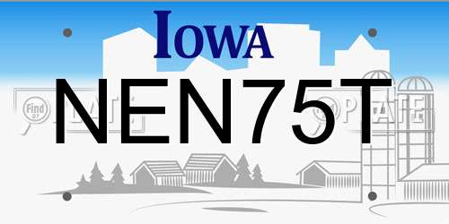 NEN75T Iowa License Plate