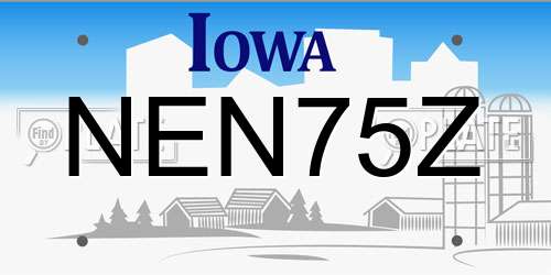NEN75Z Iowa License Plate