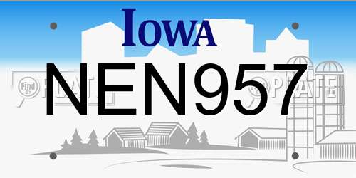 NEN957 Iowa License Plate