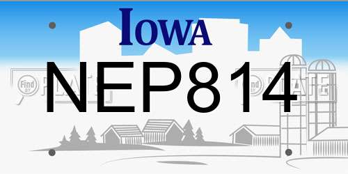 NEP814 Iowa License Plate