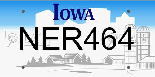 NER464 Iowa License Plate