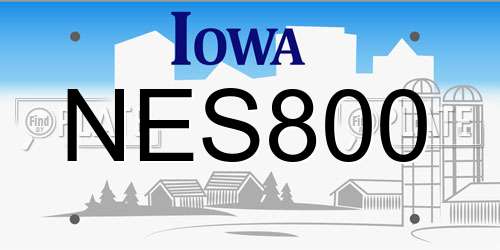 NES800 Iowa License Plate