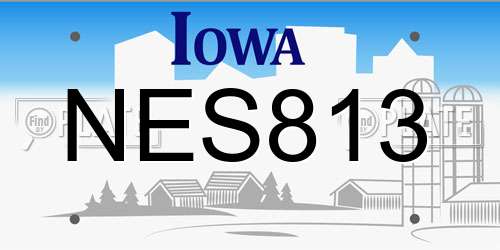 NES813 Iowa License Plate