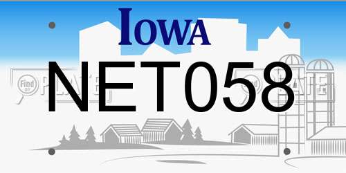 NET058 Iowa License Plate