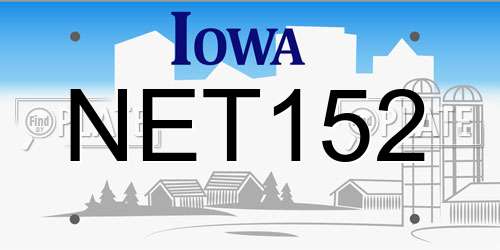 NET152 Iowa License Plate