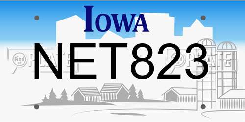 NET823 Iowa License Plate