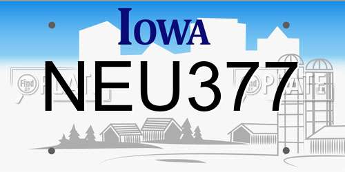 NEU377 Iowa License Plate