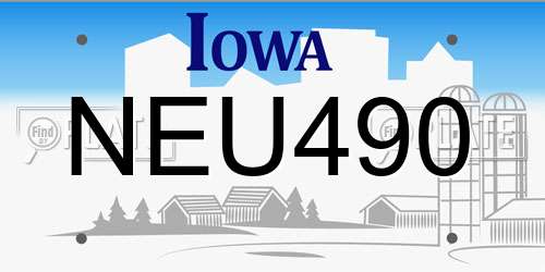 NEU490 Iowa License Plate