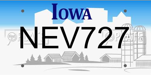 NEV727 Iowa License Plate