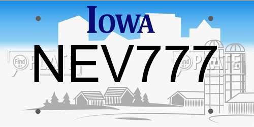 NEV777 Iowa License Plate