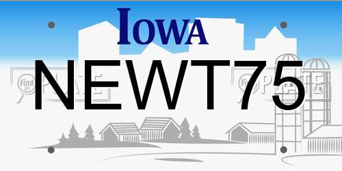 NEWT75 Iowa License Plate