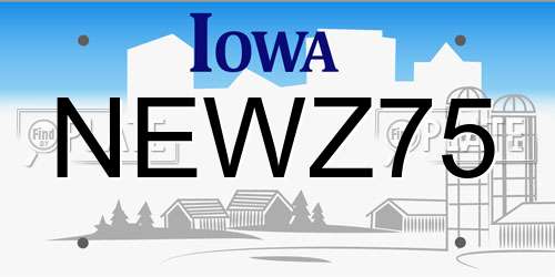 NEWZ75 Iowa License Plate