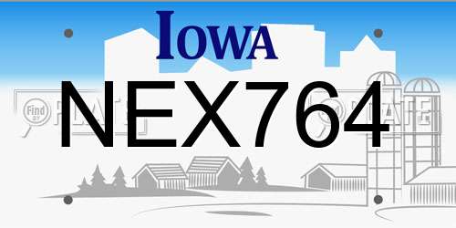 NEX764 Iowa License Plate