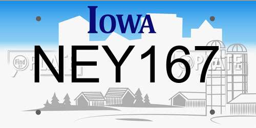 NEY167 Iowa License Plate