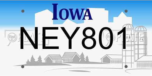NEY801 Iowa License Plate