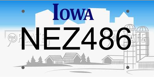 NEZ486 Iowa License Plate