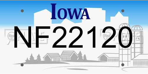 NF22120 Iowa License Plate