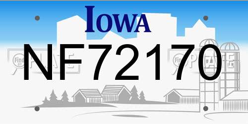 NF72170 Iowa License Plate