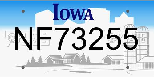 NF73255 Iowa License Plate