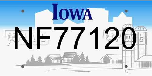 NF77120 Iowa License Plate