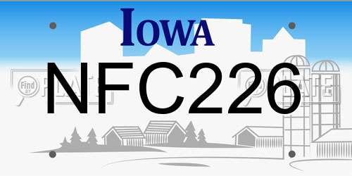 NFC226 Iowa License Plate