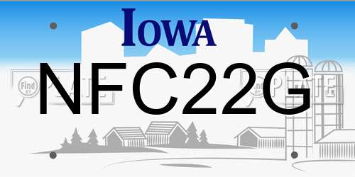 NFC22G Iowa License Plate