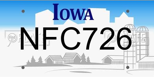 NFC726 Iowa License Plate