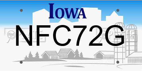 NFC72G Iowa License Plate
