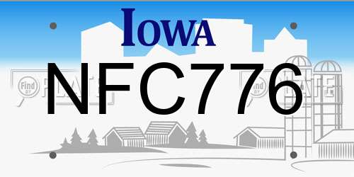 NFC776 Iowa License Plate