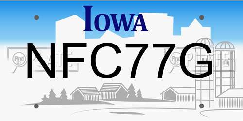 NFC77G Iowa License Plate